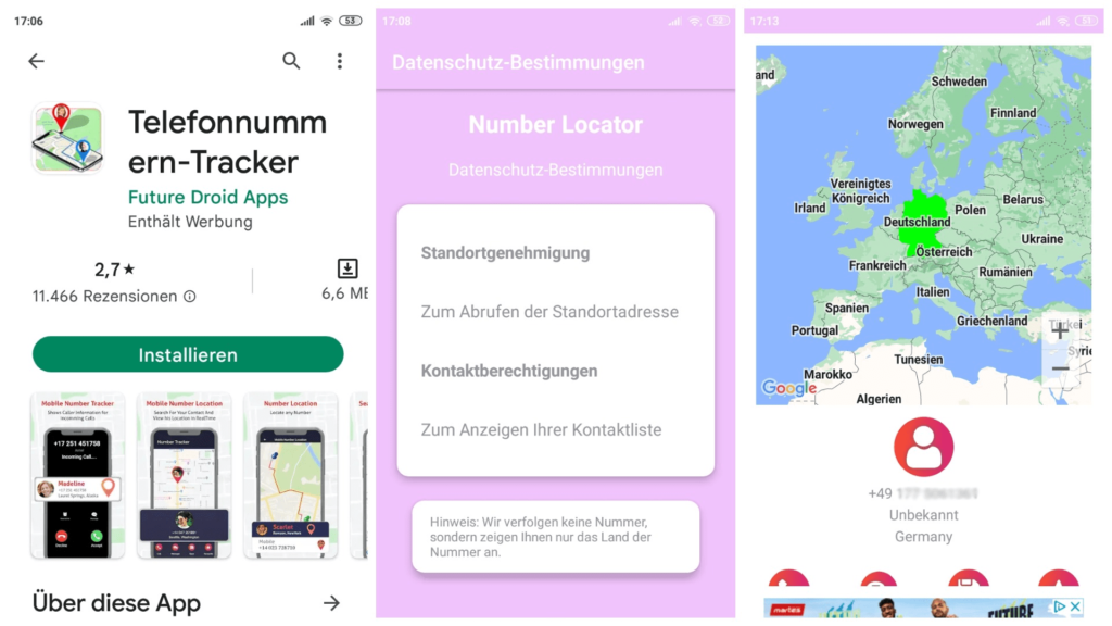 Telefonnummern-Tracker - Future Droid Apps