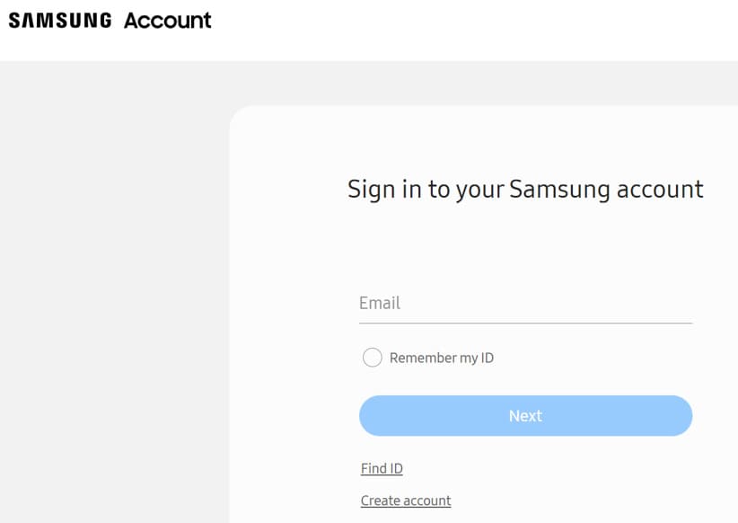 Eingabe Ihrer E-Mail-Adresse bei der Anmeldung in Ihrem Samsung-Konto