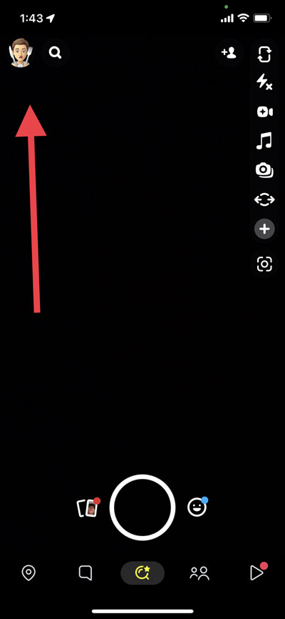 Screenshot Schritt 1, wie man Snapchat so einstellt, dass der Standort von Freunden angezeigt wird