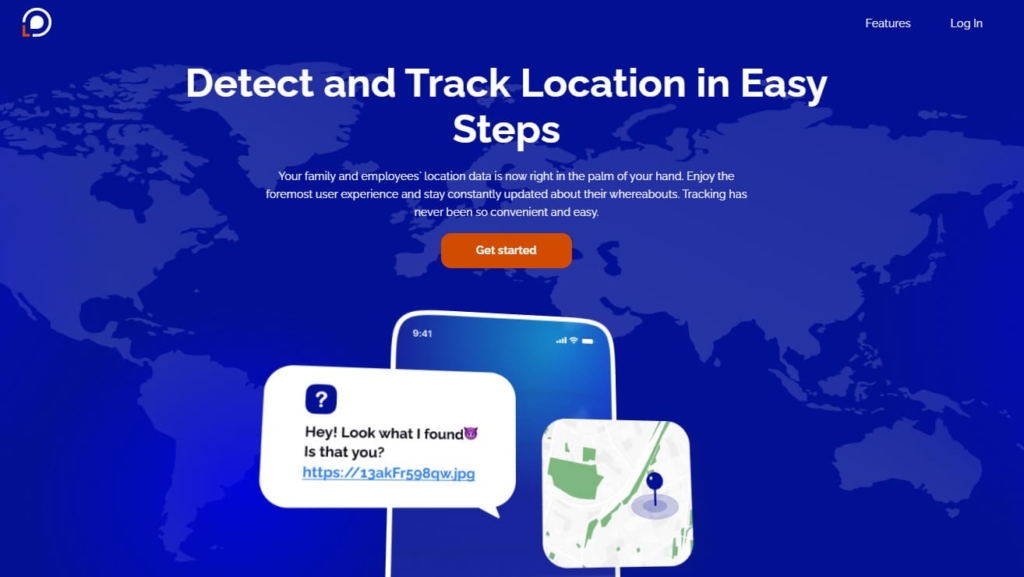 Startseite der Tracking-Anwendung Locationtracker