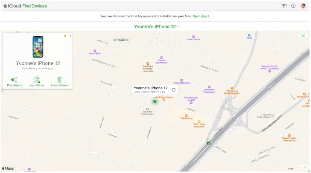 eine Karte, die den genauen Standort des iPhones Ihres Kindes anzeigt