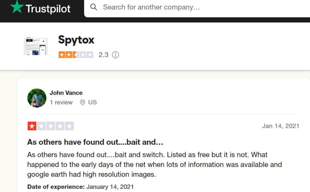 Ein Spybox-Nutzer beschreibt die App als Betrug, die keine Ergebnisse liefert
