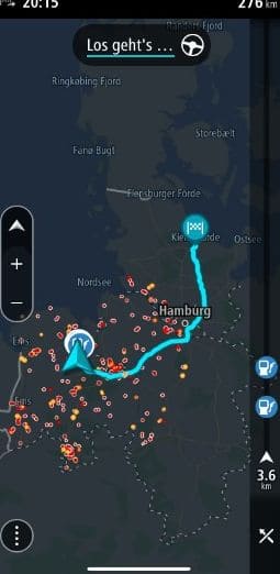 Die Kartenansicht von TomTom Navigation ist klar und übersichtlich