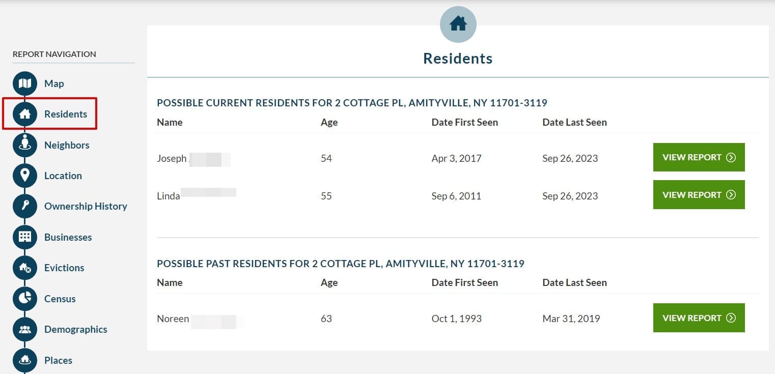 Auf der Registerkarte Eigentümerhistorie werden alle Informationen zu den Daten des Hauseigentümers angezeigt
