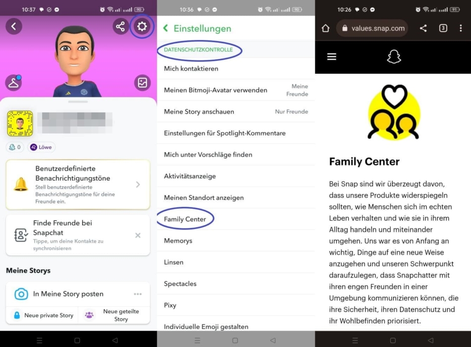 Schritt für Schritt Anleitung zur Aktivierung des Snapchat Family Center