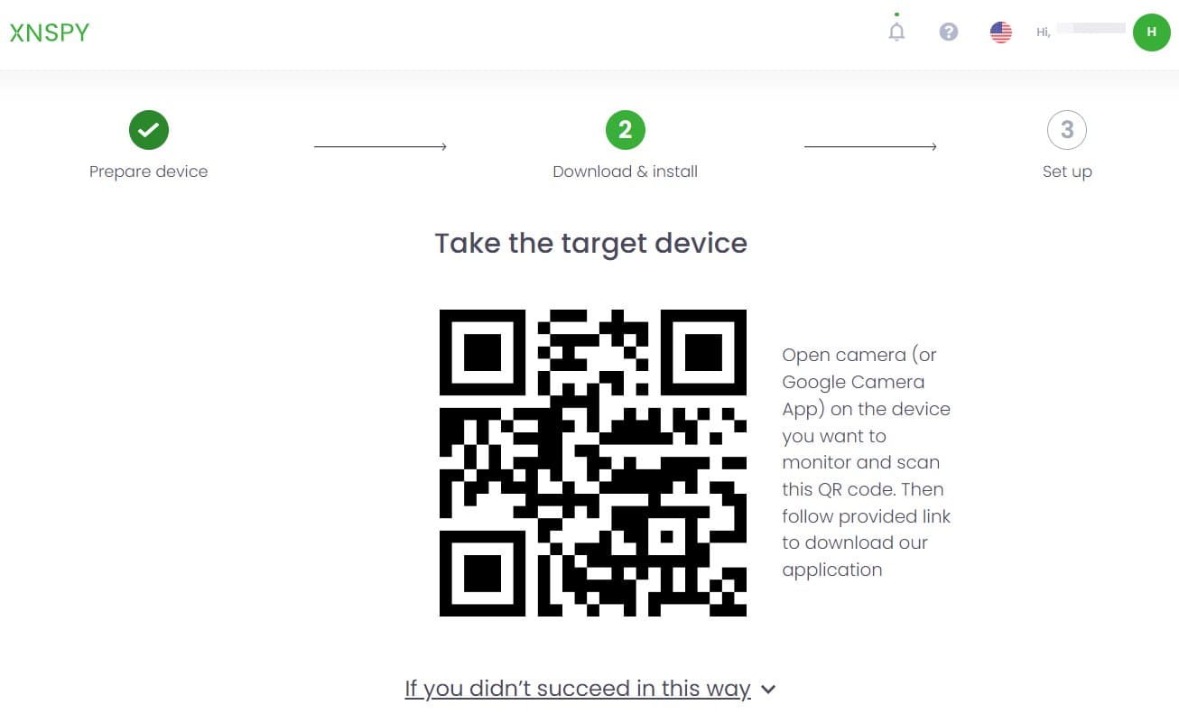 QR-Code für die Installation von XNSPY auf Android
