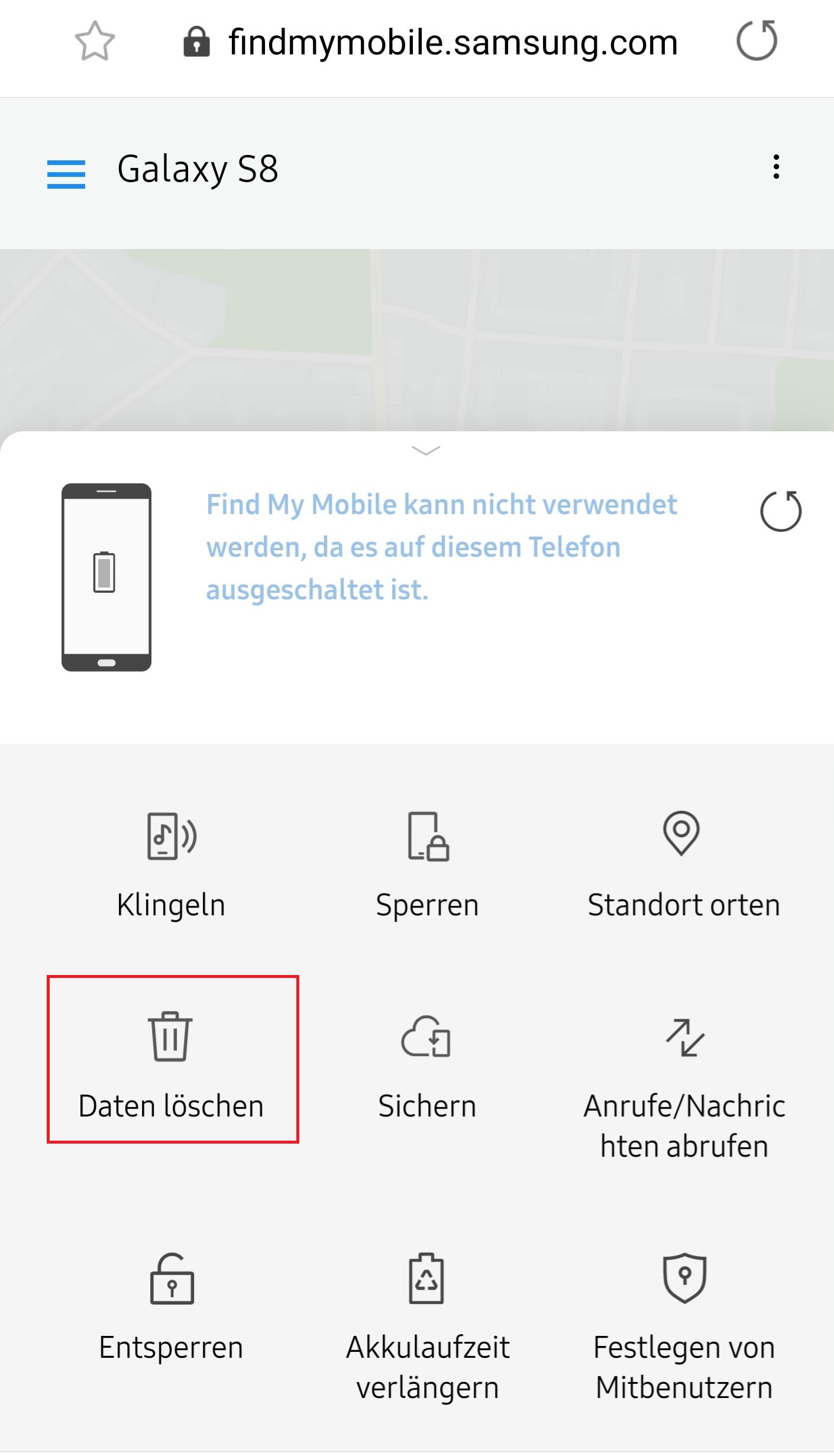 Meine Daten löschen mit Find My Mobile auf Samsung