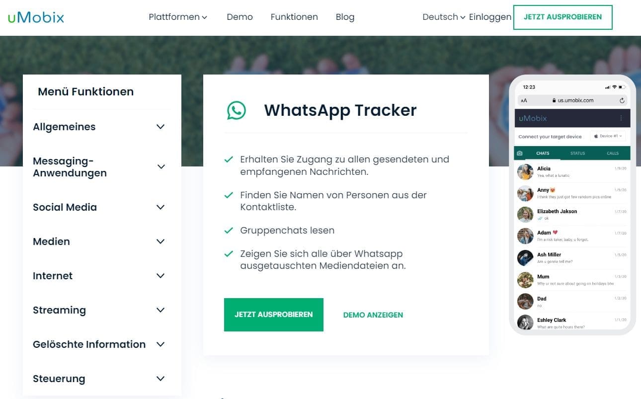 uMobix stellt seine Funktionen zur WhatsApp Überwachung vor