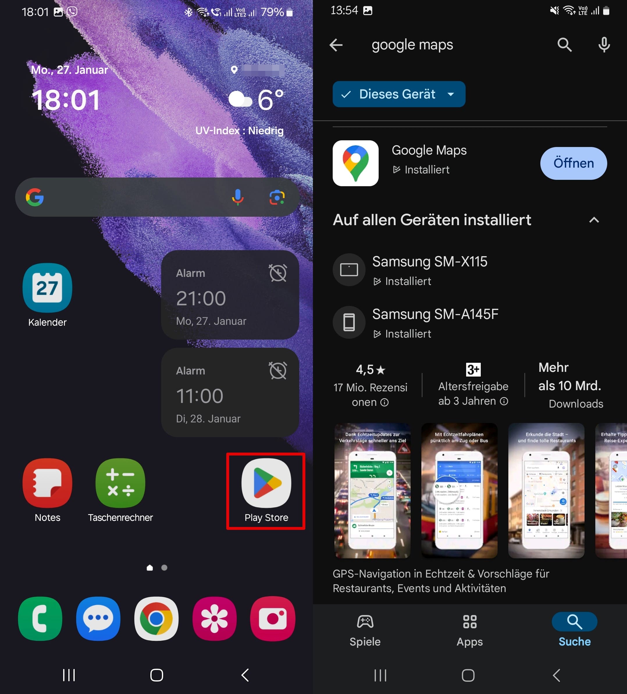 Öffnen Sie den Play Store und suchen Sie die Anwendung Google Maps