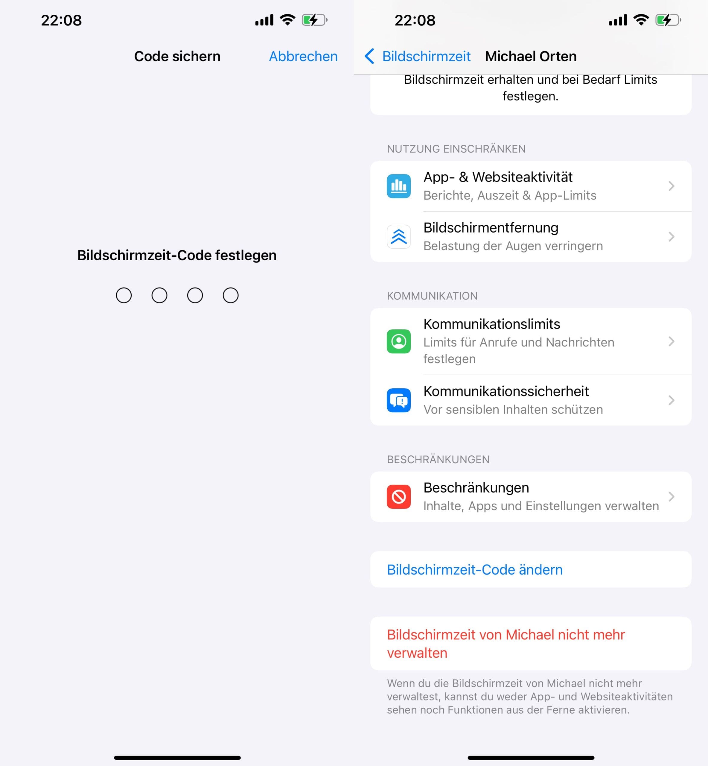 Legen Sie das Passwort fest, bestätigen Sie diesen und jetzt können Sie es im Abschnitt „Passcode für Bildschirmzeit ändern“ ändern.