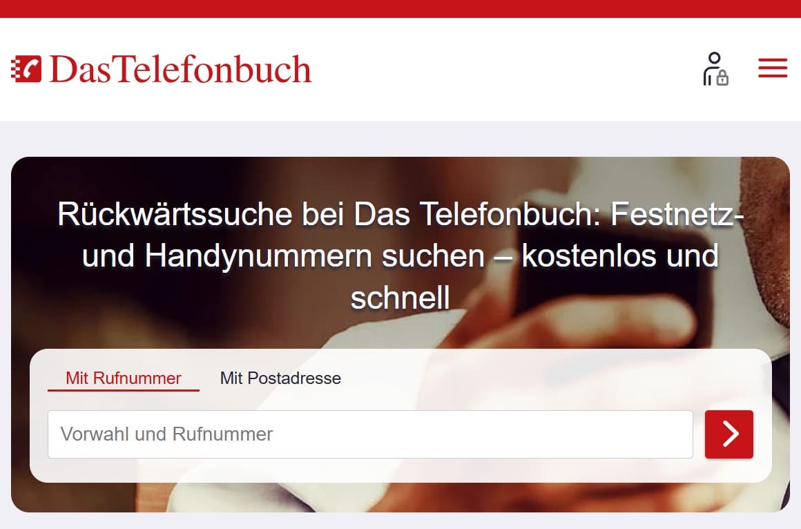 Sie können die Telefonnummer in das Suchfeld eingeben und den Namen sowie die Adresse des Besitzers erhalten.