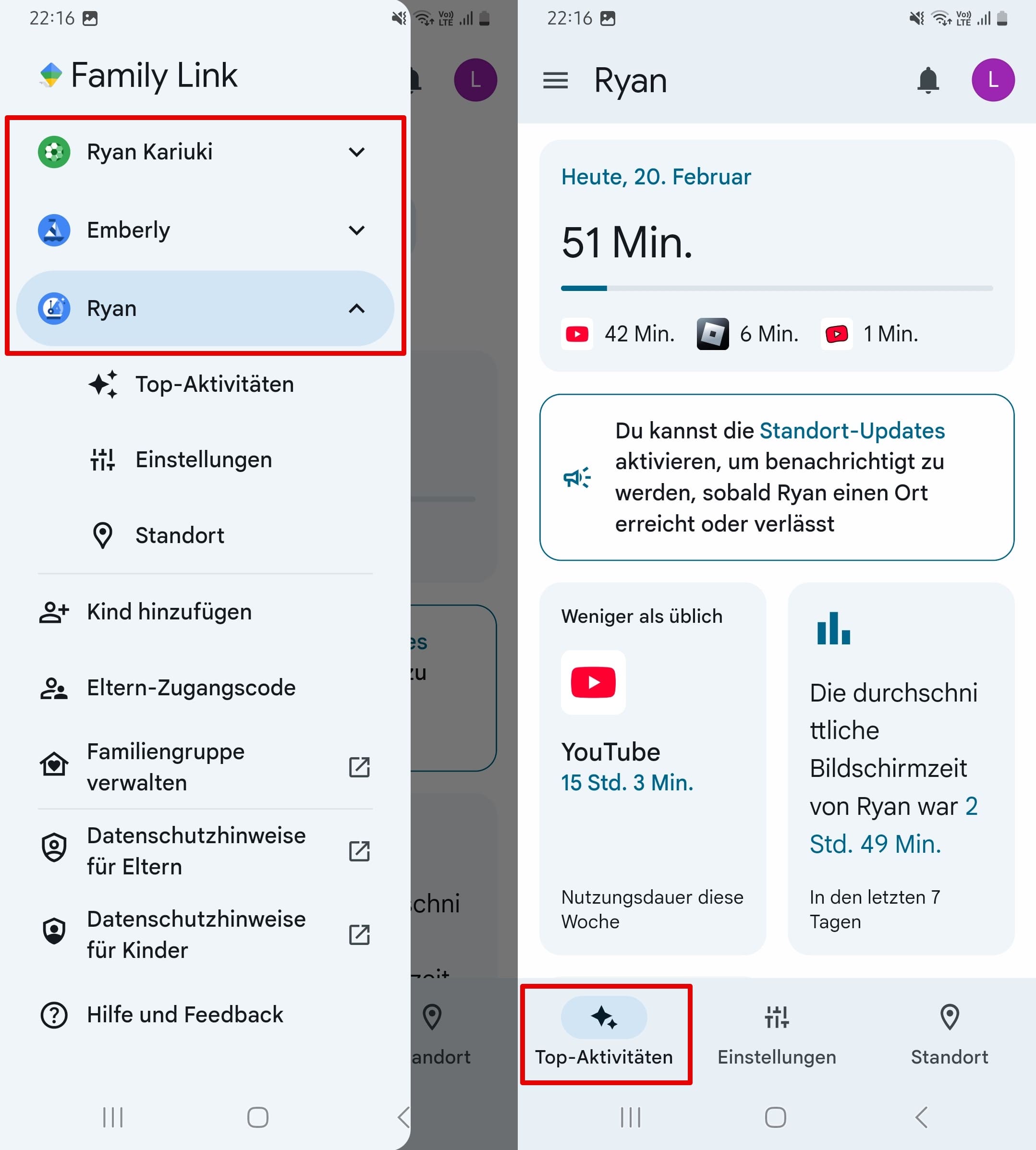 Highlights, die die Bildschirmzeit für diesen Tag anzeigen.