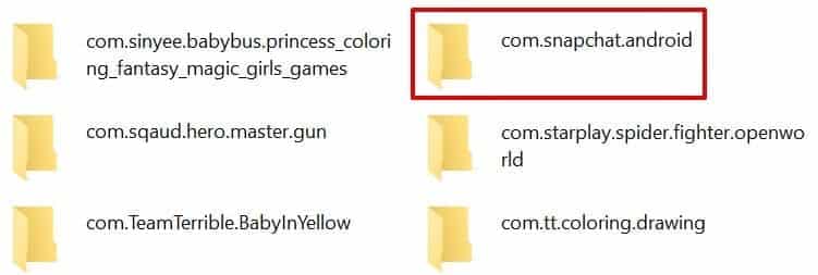 Öffnen Sie den Snapchat-Datenordner im Dateimanager auf einem Computer.