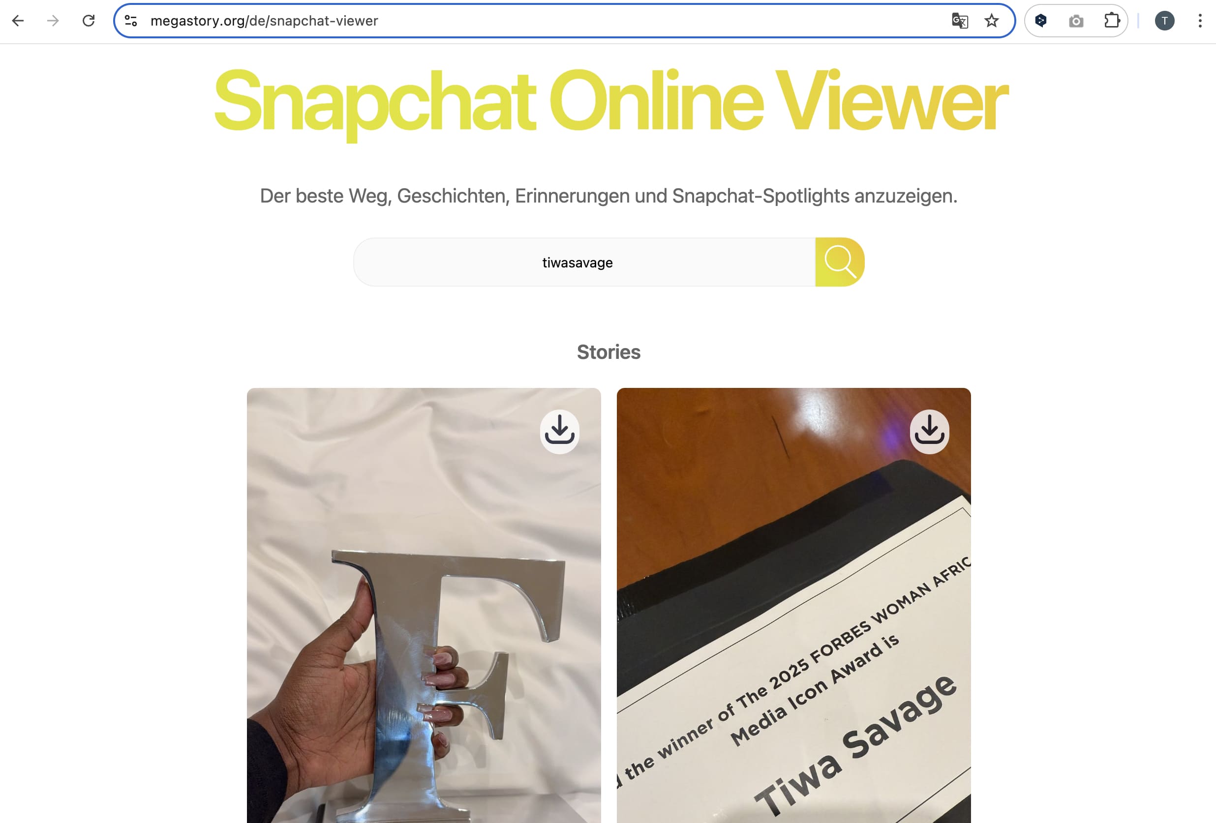 online-snapchat-story-viewer-storys eines öffentlichen kontos.