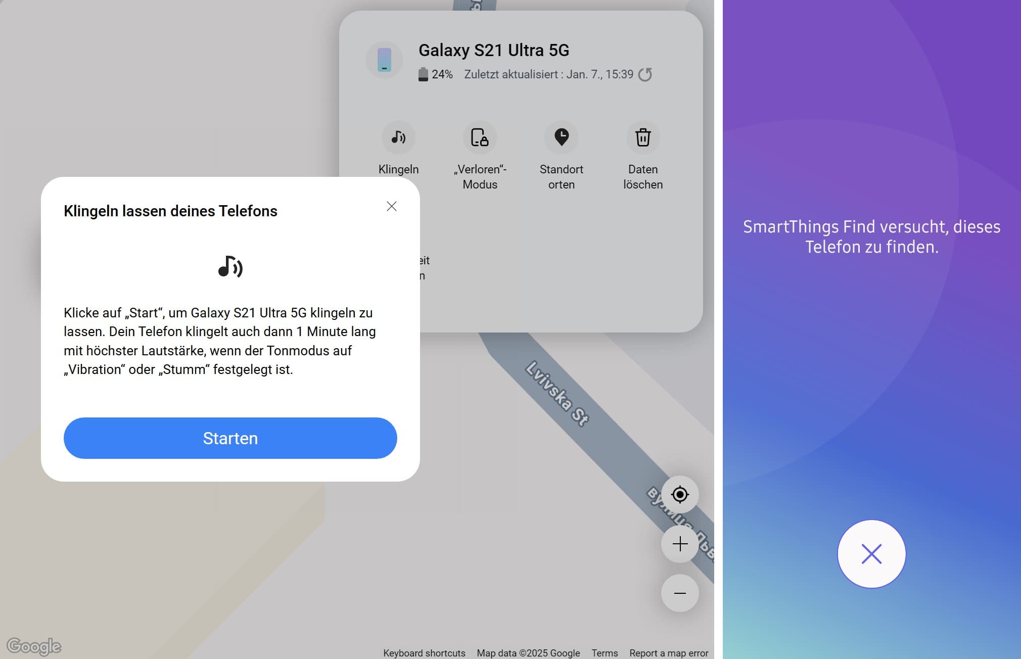 Aktivieren Sie die Tonsuche für Ihr Telefon über die SmartThings Find-Website und zeigen Sie eine Benachrichtigung auf Ihrem Telefon an.