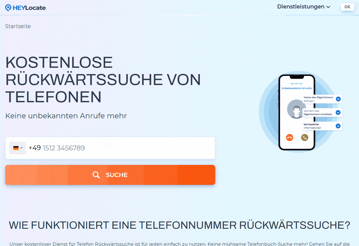 Geben Sie die Telefonnummer in das Suchfeld ein und lassen Sie sich die Ergebnisse nach Nummern anzeigen.