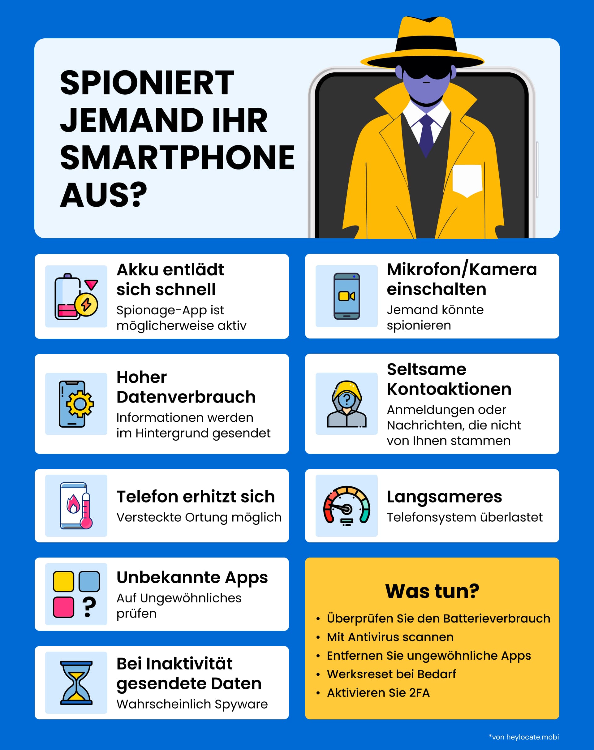 eine kurzanleitung zu den anzeichen dafür, dass Ihr telefon ausspioniert wird, und eine liste mit maßnahmen.