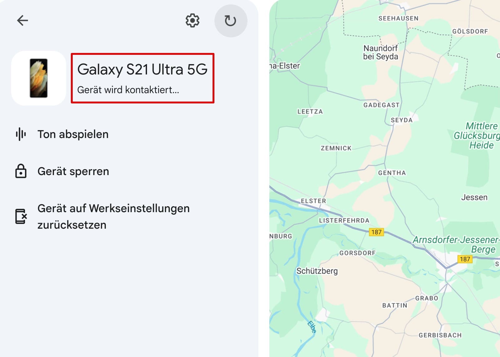 Mein Gerät finden zeigt an, dass es kontakt mit dem gerät aufnimmt, wenn WLAN ausgeschaltet ist.