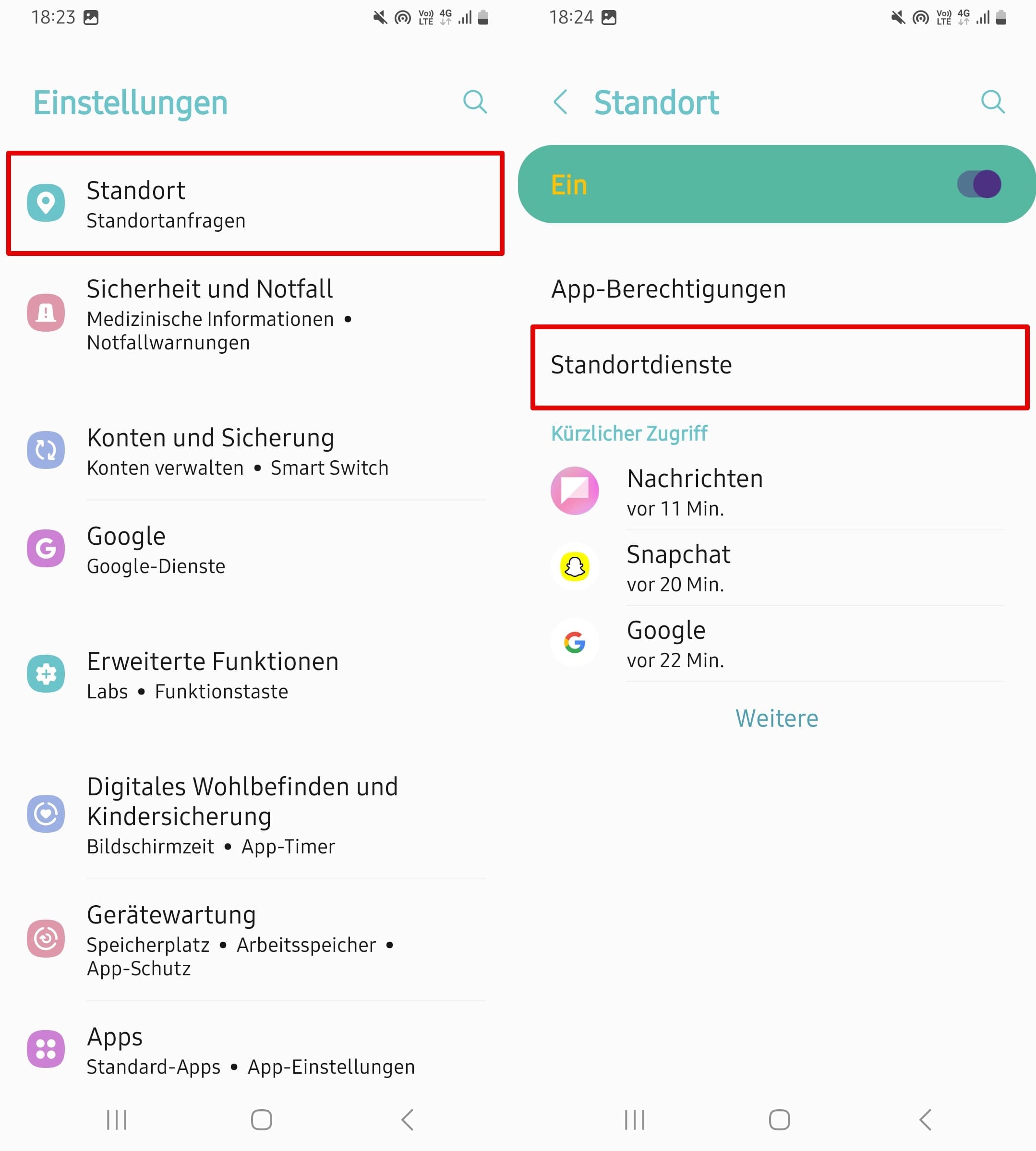Einstellungen für den zugriff auf standortdienste auf android-telefonen.