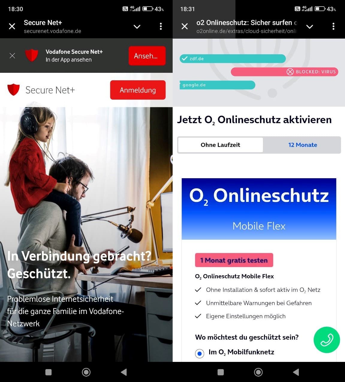 Startseite Vodafone Secure Net und Tarif im O₂ Onlineschutz Mobile Flex