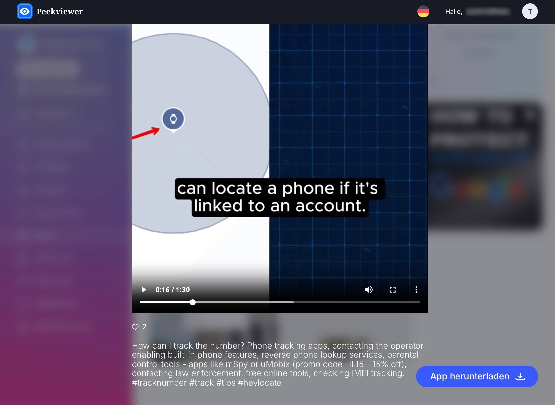 Videobeitrag mit Download-Button.