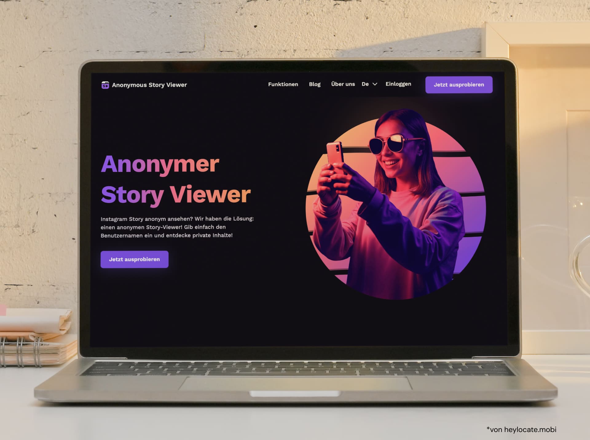 Die Startseite von Anonymous Story Viewer.