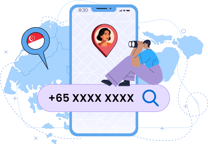 Kostenloser Telefon­nummern-Tracker in Singapur, der den ungefähren Standort der Nummer, den Anbieter, den Nummerntyp und die Stadt anzeigt.