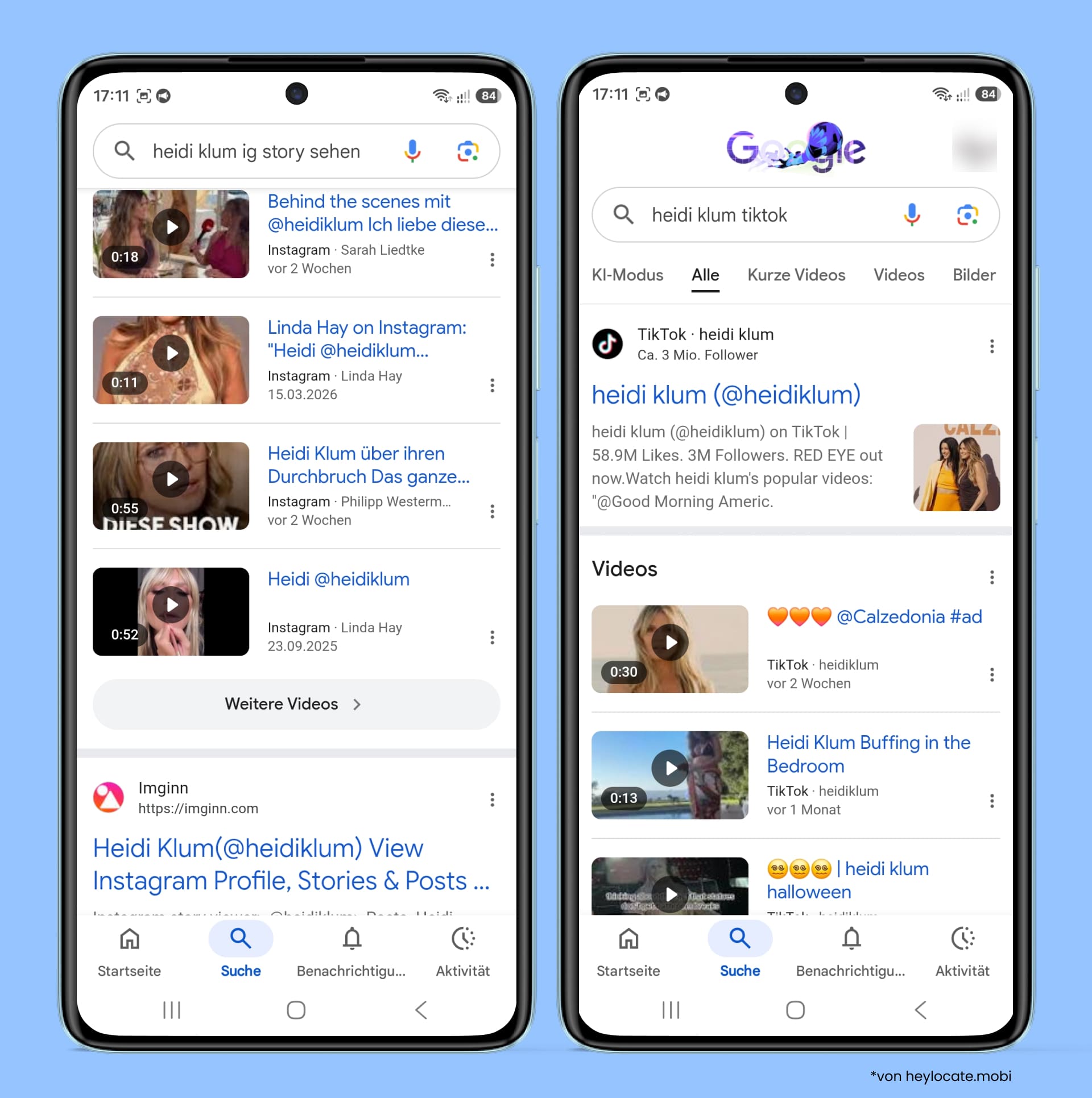 Google- und TikTok-Ergebnisse zeigen eine weitere Möglichkeit, nach erneut geposteten oder indexierten Instagram-Story-Inhalten außerhalb von Instagram zu suchen.