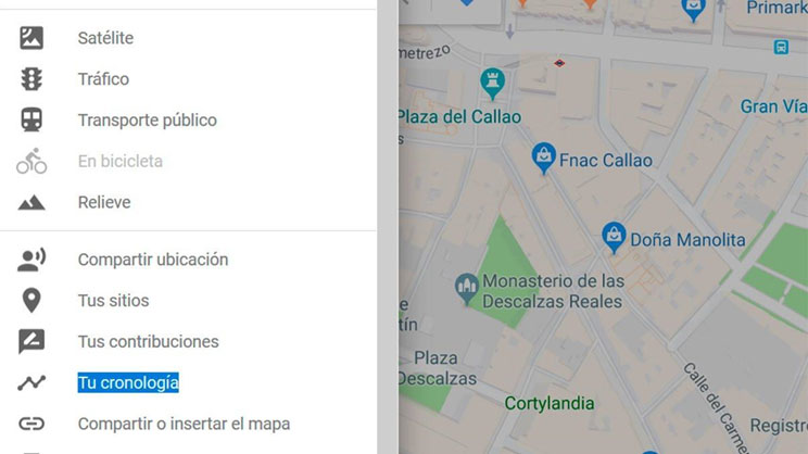 capturas de pantalla de dónde buscar su historial de localización