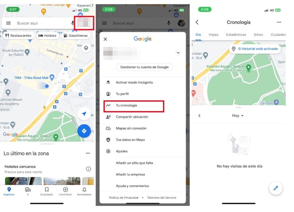 capturas de pantalla de cómo rastrear la ubicación de su hijo en google maps y configuración de la cuenta