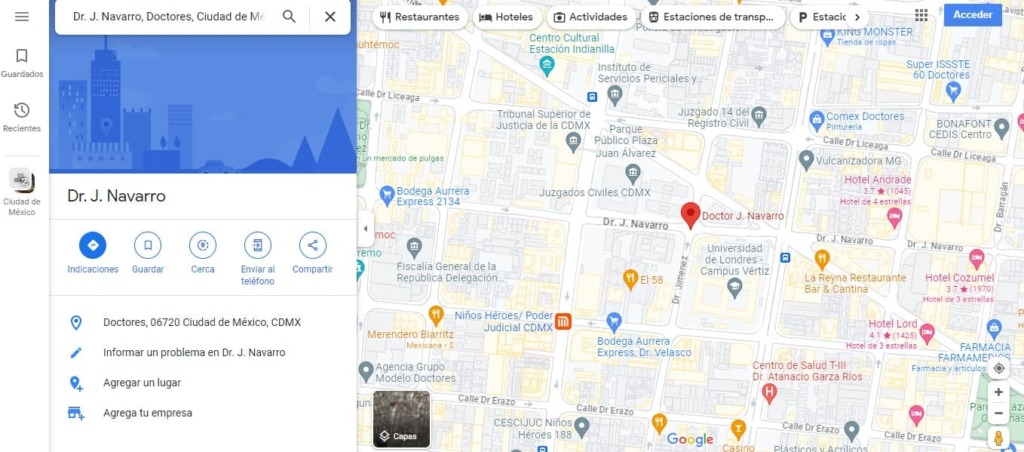 Buscar dirección en Google Maps