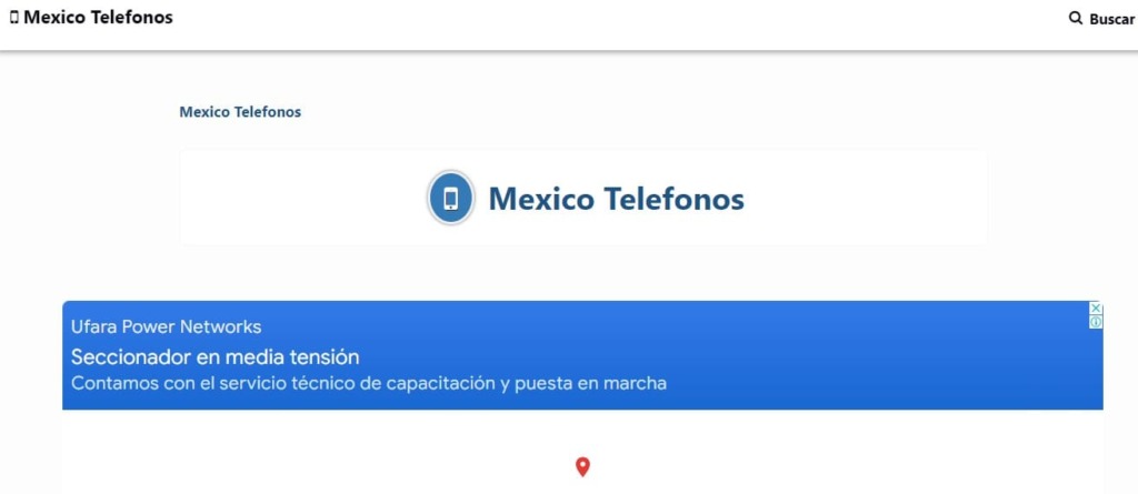 Vista de la página web de México teléfonos