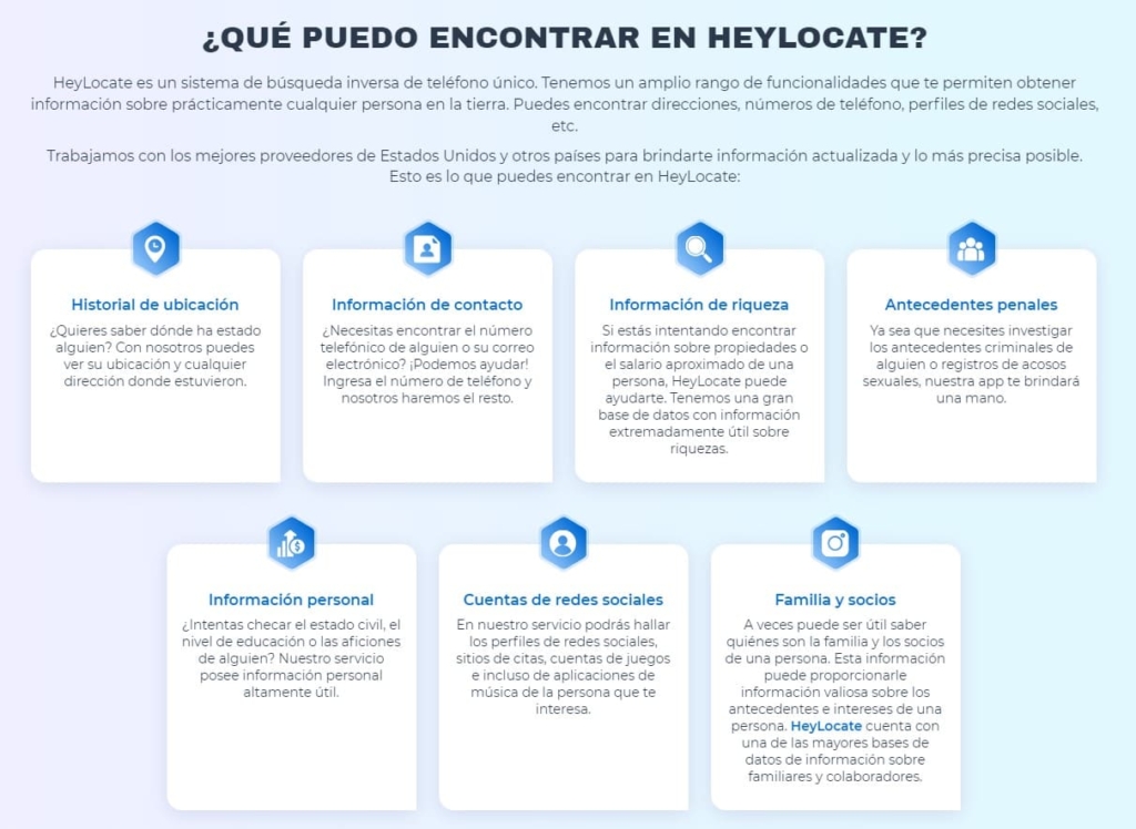 Qué información puedes obtener con el buscador HeyLocate