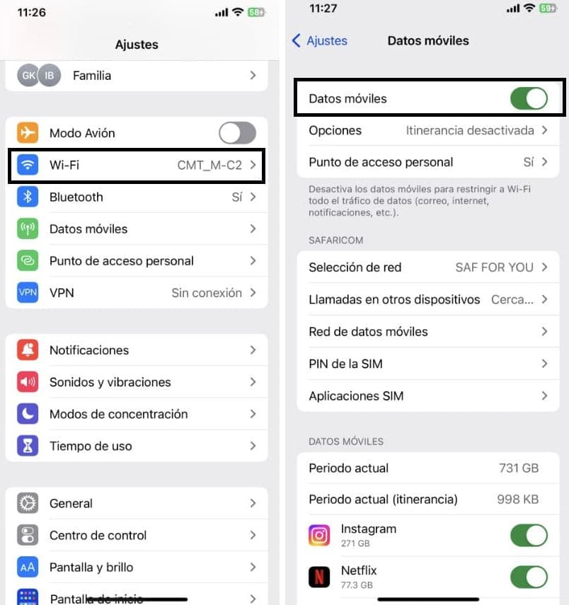 Comprobar wifi o Datos Celulares Pasos