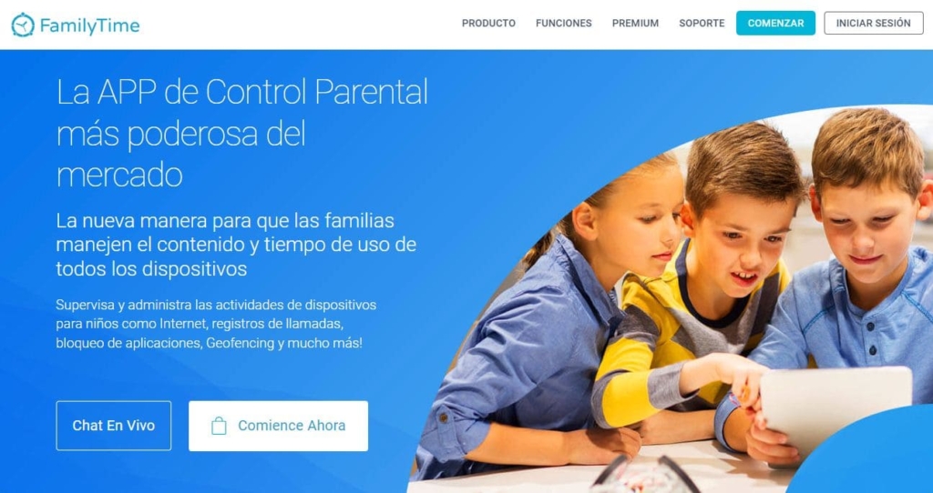 Página de inicio de FamilyTime control parental gratuito