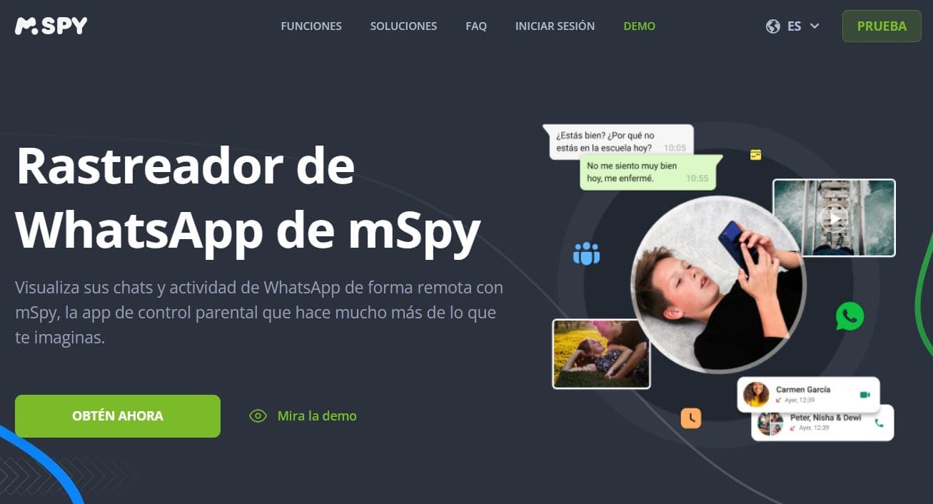 Una imagen de mSpy WhatsApp tracker en el sitio web de mSpy