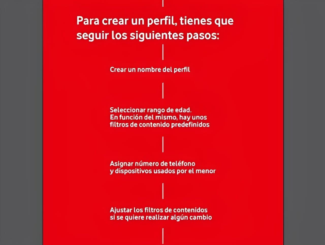 Una imagen de cómo crear perfil para aplicar los ajustes de control en Vodafone Secure Net
