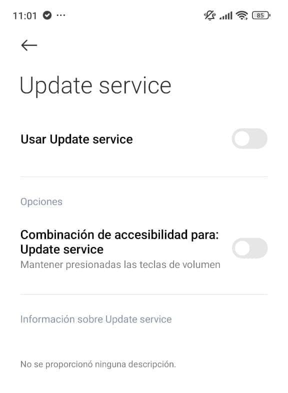 Una imagen de la aplicación Update Service