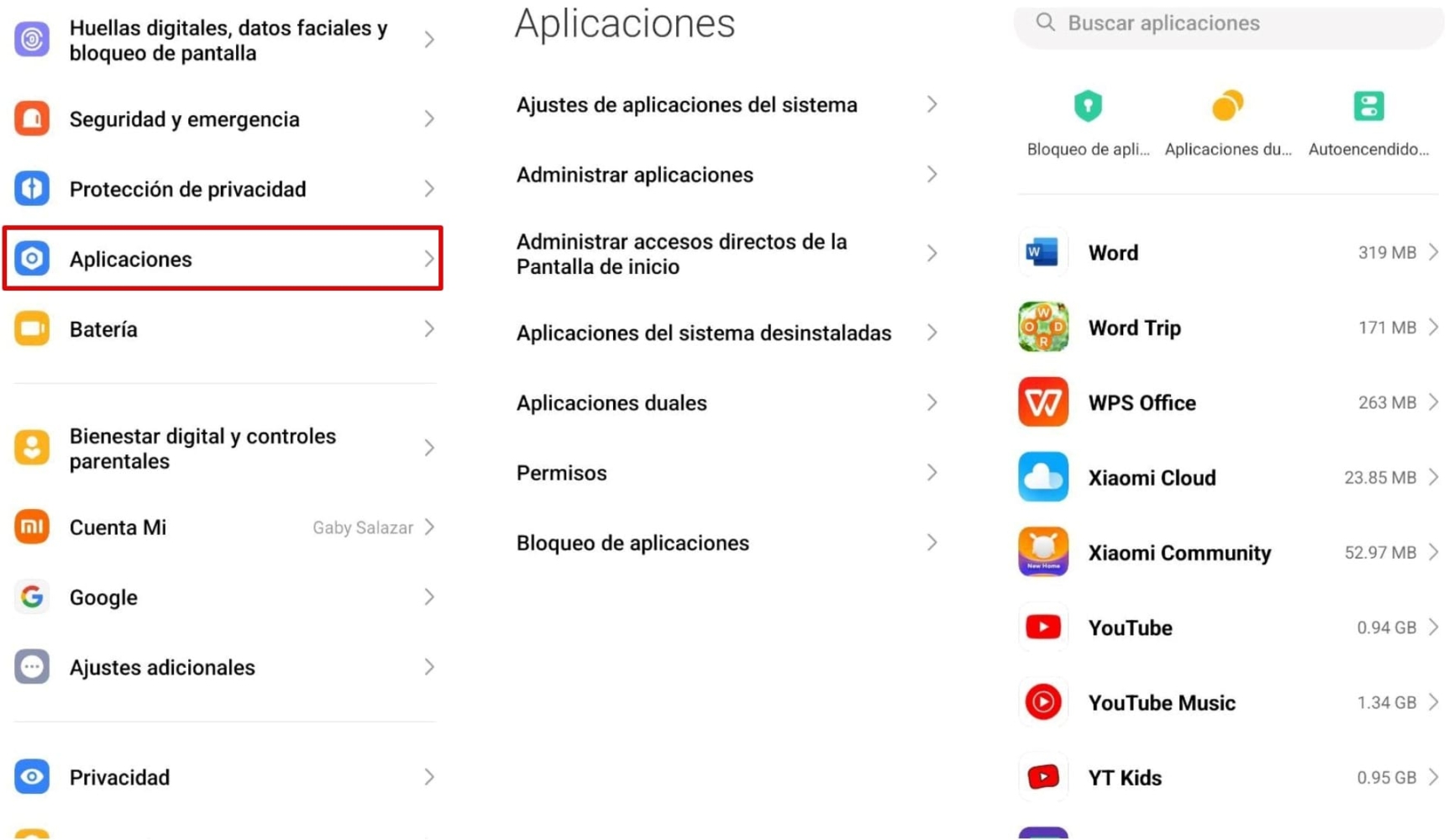 Una imagen de inspección de aplicaciones en un dispositivo Android