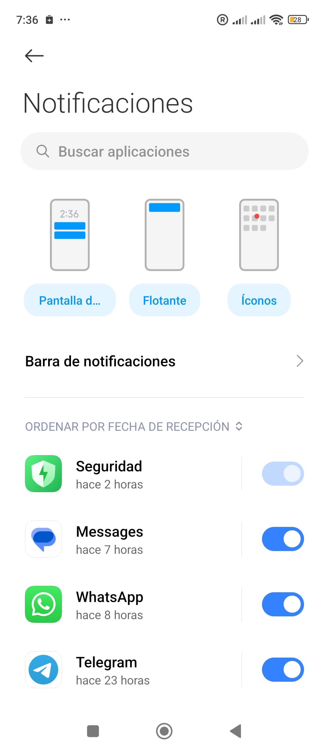 La función Gestionar notificaciones en la sección Bienestar digital del teléfono Xiaomi
