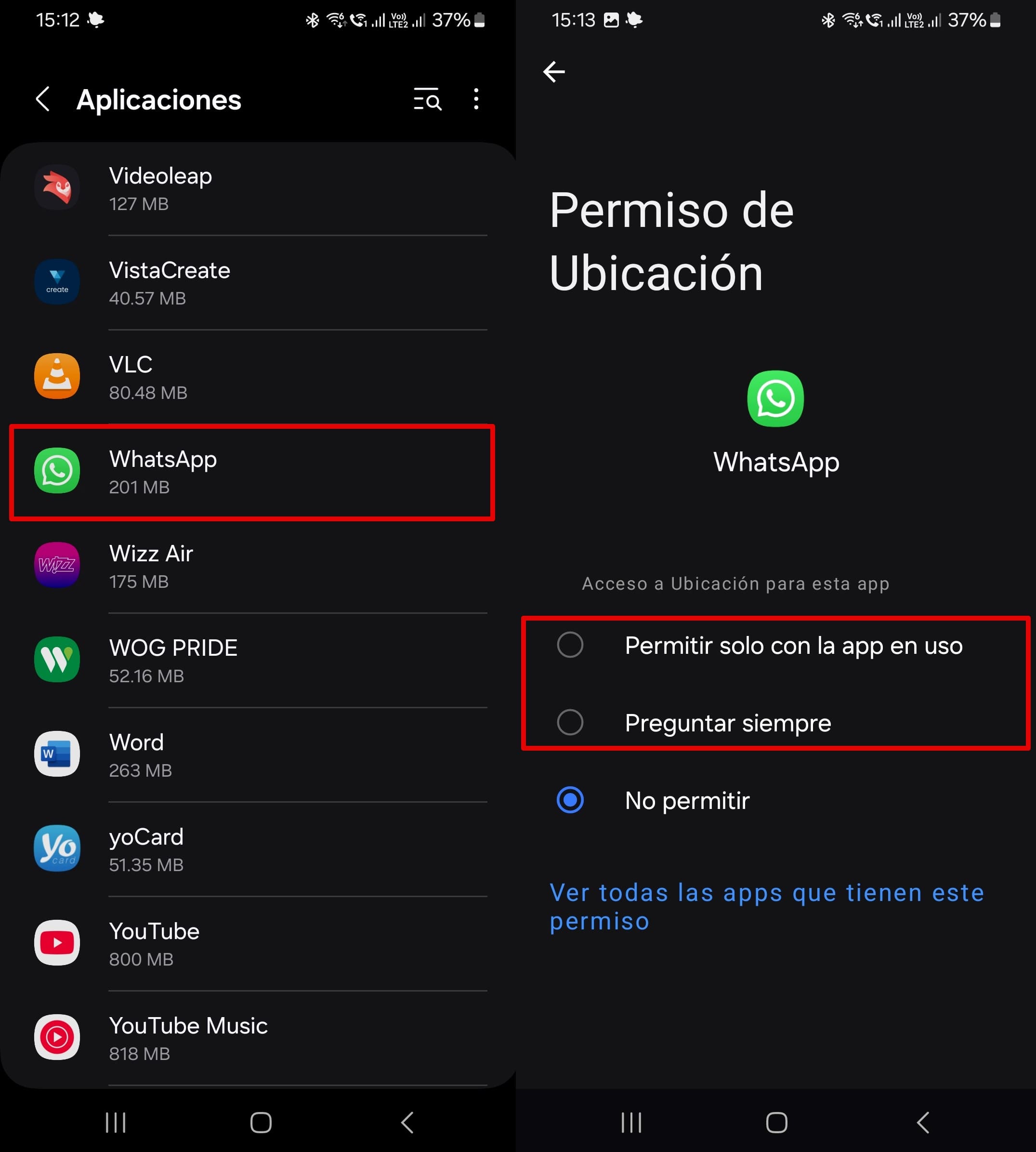 Para permitir el acceso a la ubicación de WhatsApp, ve a los ajustes de tu teléfono - Aplicaciones - WhatsApp - Permisos - Permisos de ubicación - Gestionar permisos
