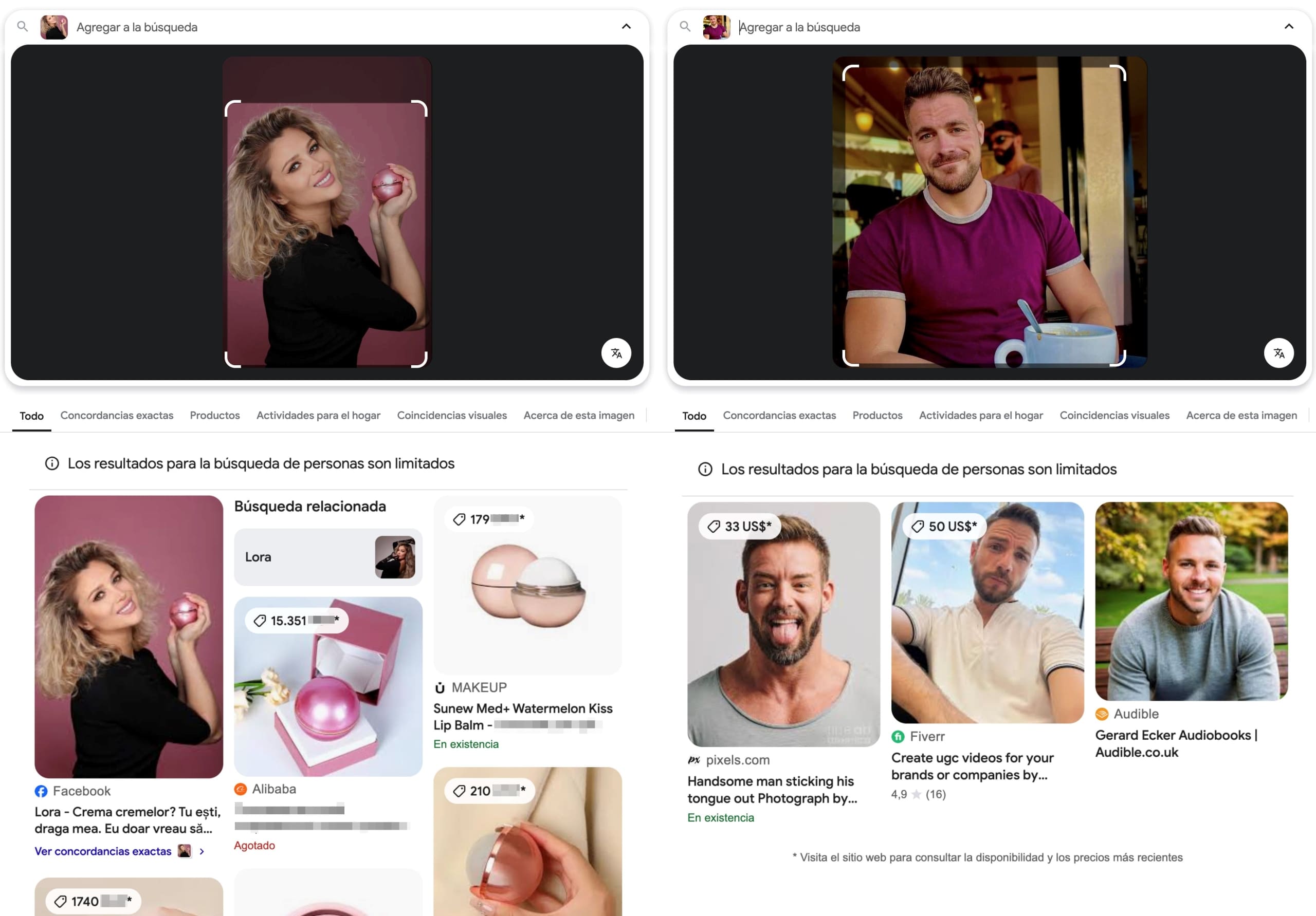 Subir una foto a la búsqueda de Google y ver el resultado.
