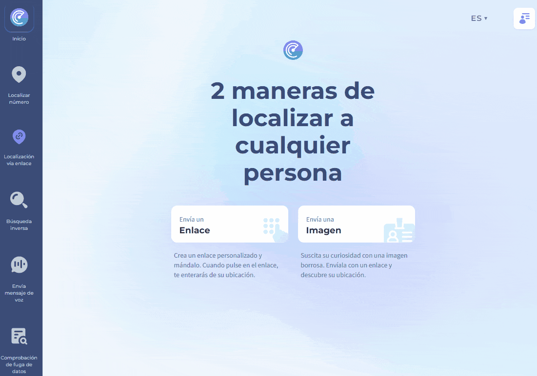 Para crear un enlace en el sitio web de Scannero - haga clic en localización por enlace - introduzca un nombre para el enlace - haga clic en generar - copie y envíe a la persona destinataria. Tras la confirmación, verá el punto de localización en el mapa. Demostración en formato gif.