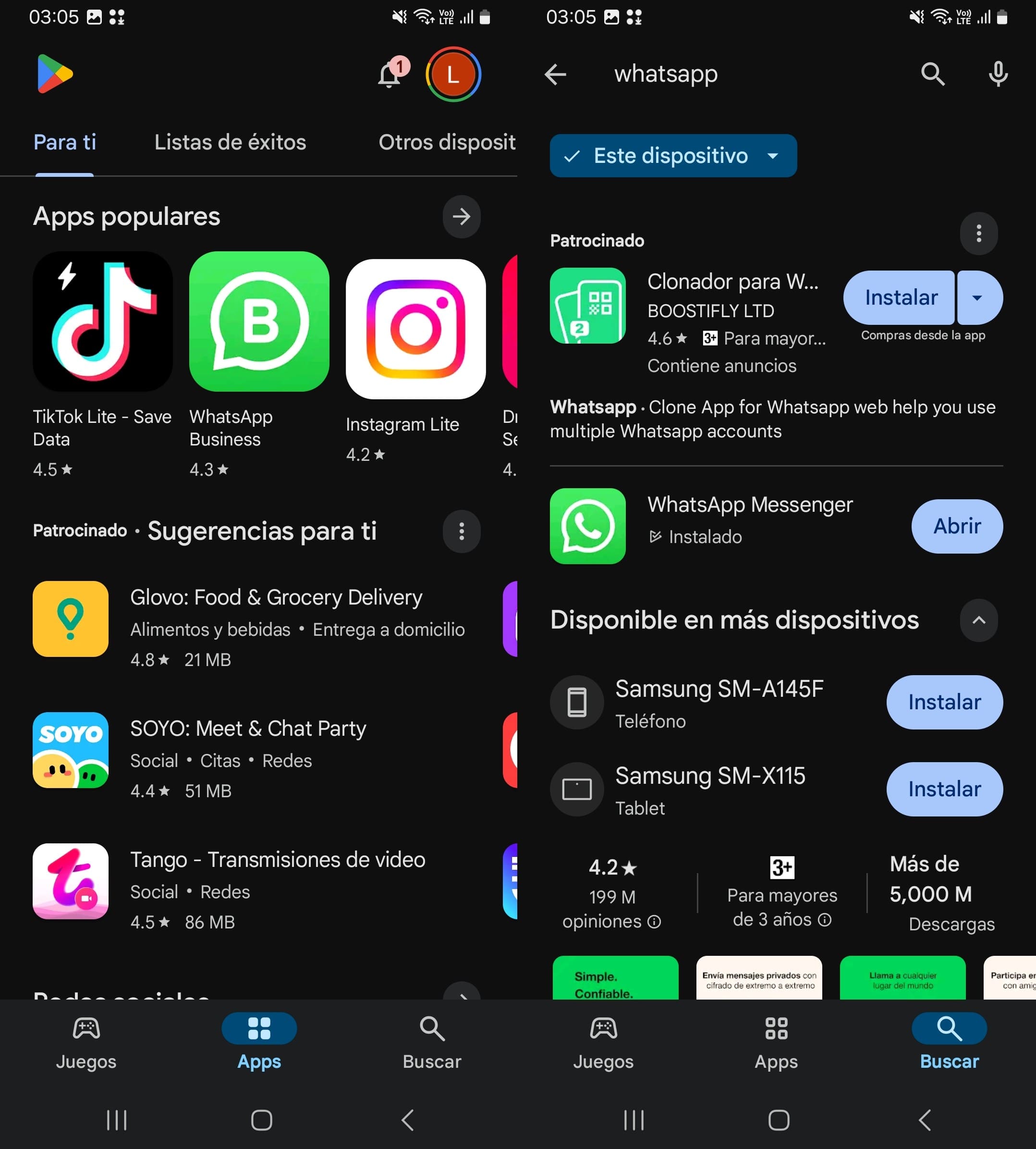 Abre WhatsApp en Google Play Store para actualizarlo.