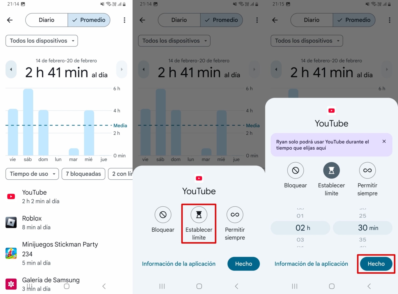 Abrir tiempo de pantalla promedio - app - establecer límite para gestionar el tiempo de pantalla.