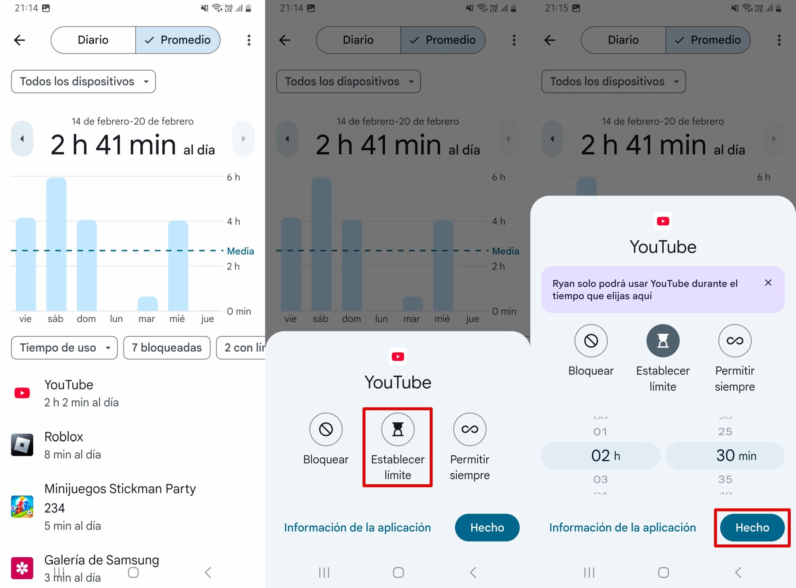 Abrir tiempo de pantalla promedio - app - establecer límite para gestionar el tiempo de pantalla.