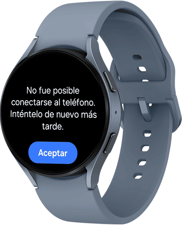 La captura de pantalla del smartwatch muestra un mensaje sobre que no fue posible conectarse al teléfono.