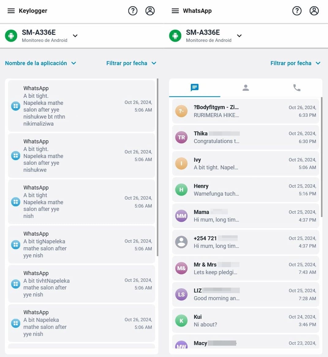 Captura de pantalla de mSpy for Watsapp Keylogger and Watsapp Message Viewer