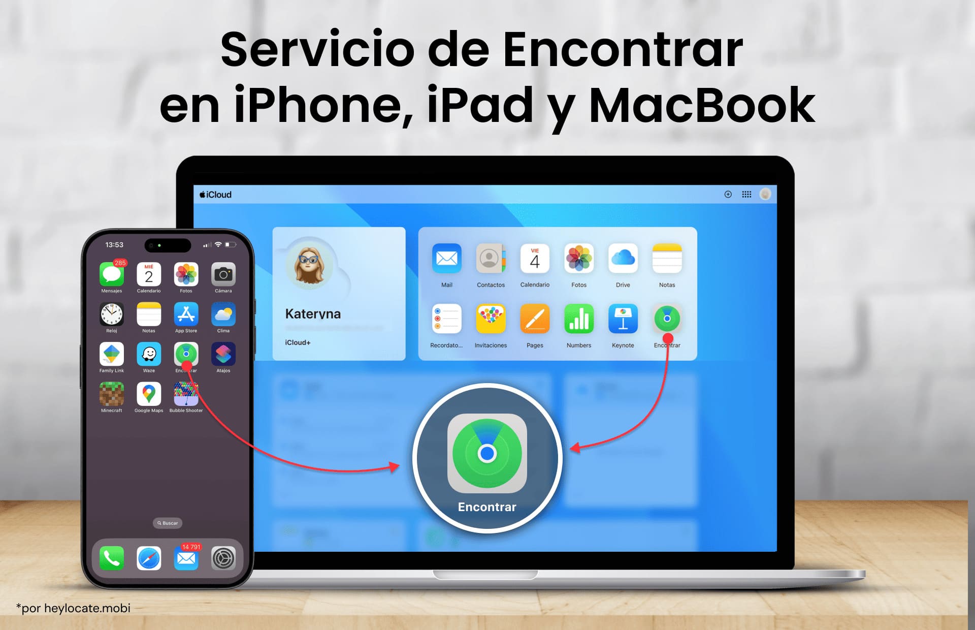 Introducir el texto "Encontrar" en una barra de búsqueda del iPhone para encontrar la aplicación en un Mac.