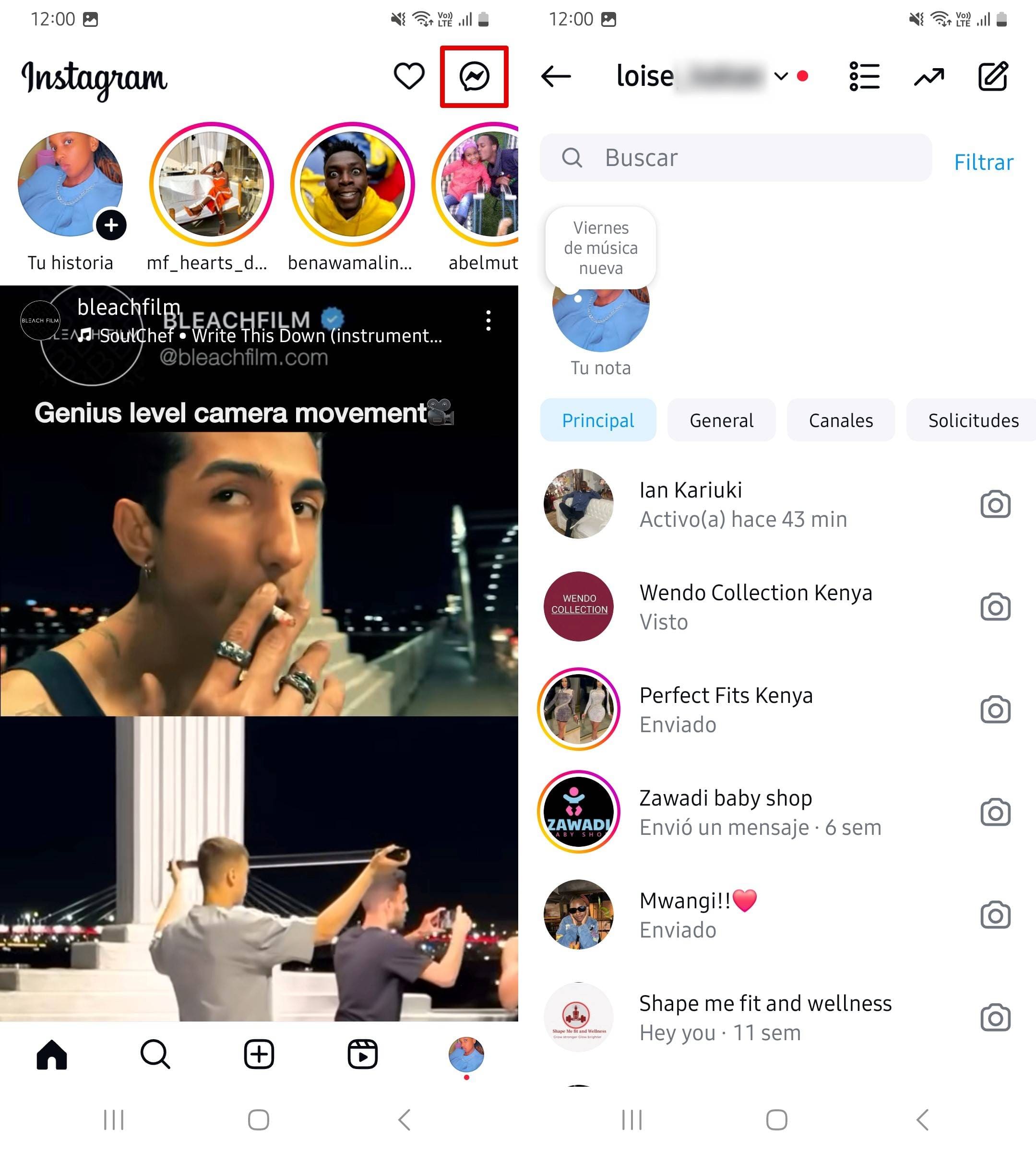 Toca el icono del chat, elige una conversación.